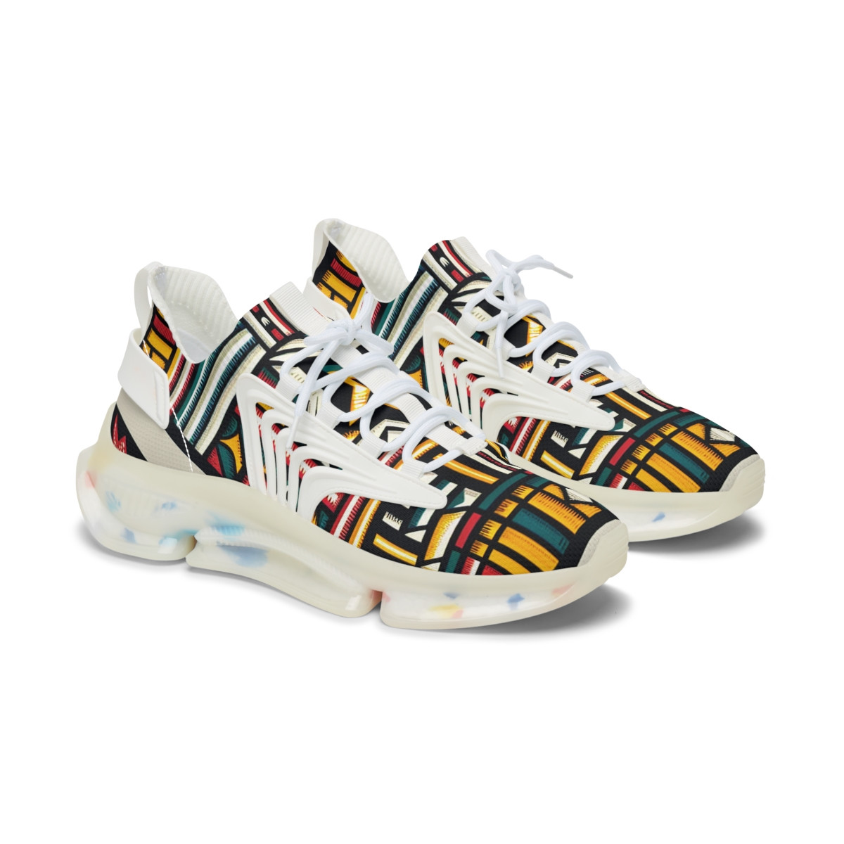 "AfroFusion Kente Kicks" - Women's Mesh Sneaker