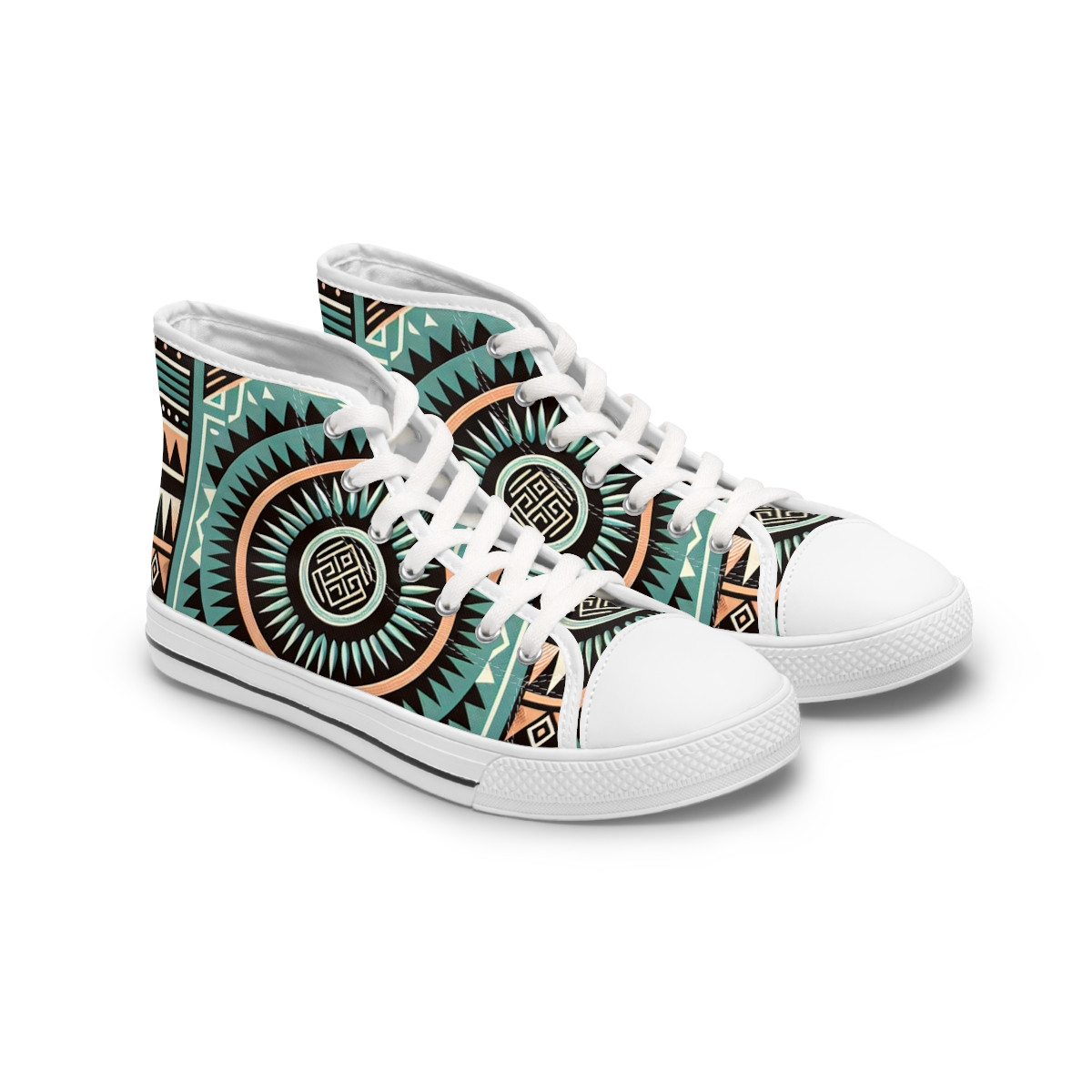 "Heritage Stride: Kente Essence Sneakers" - Womn's High top Sneakers