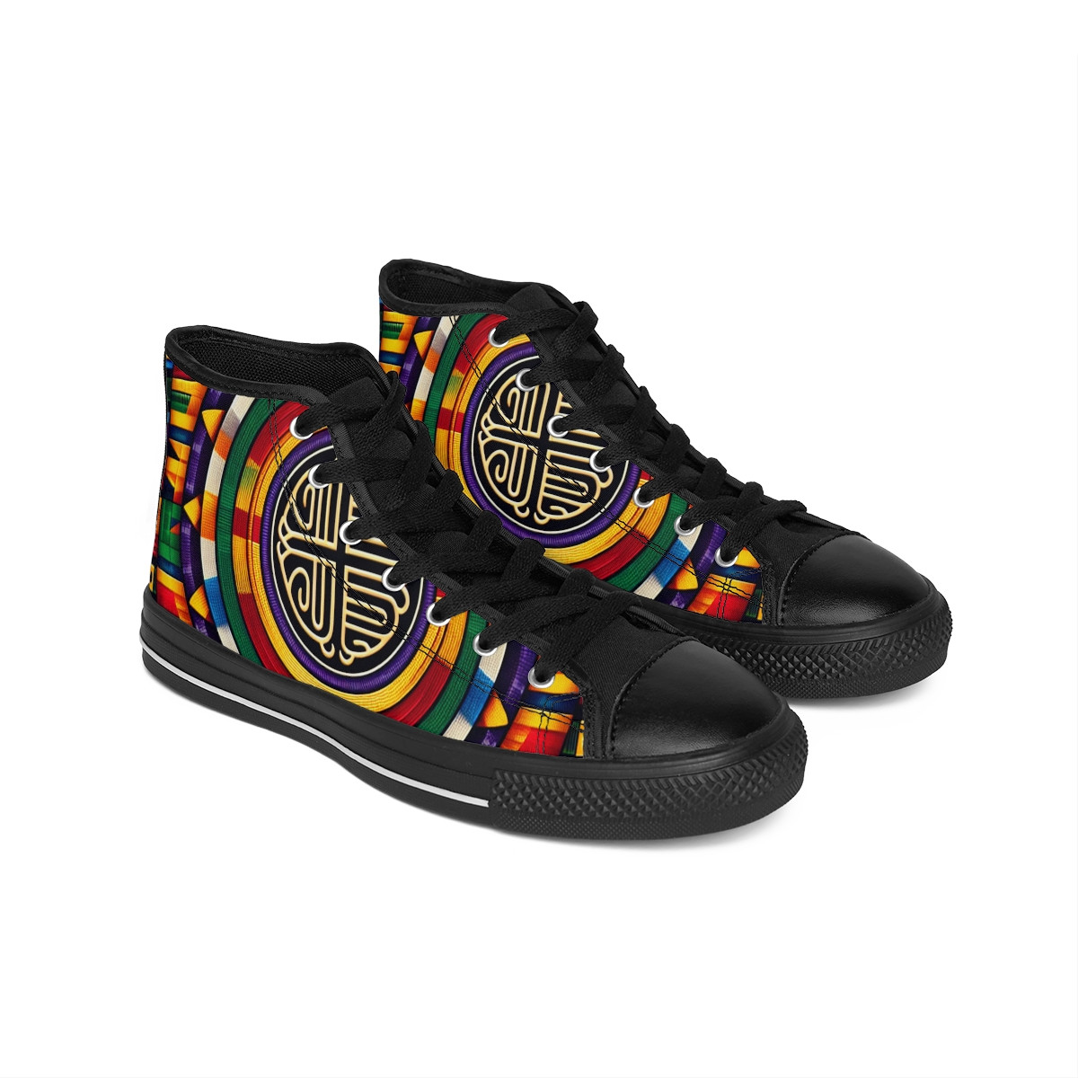 "Afro-Vibrance Kente Kick" - Women's Classic Sneakers