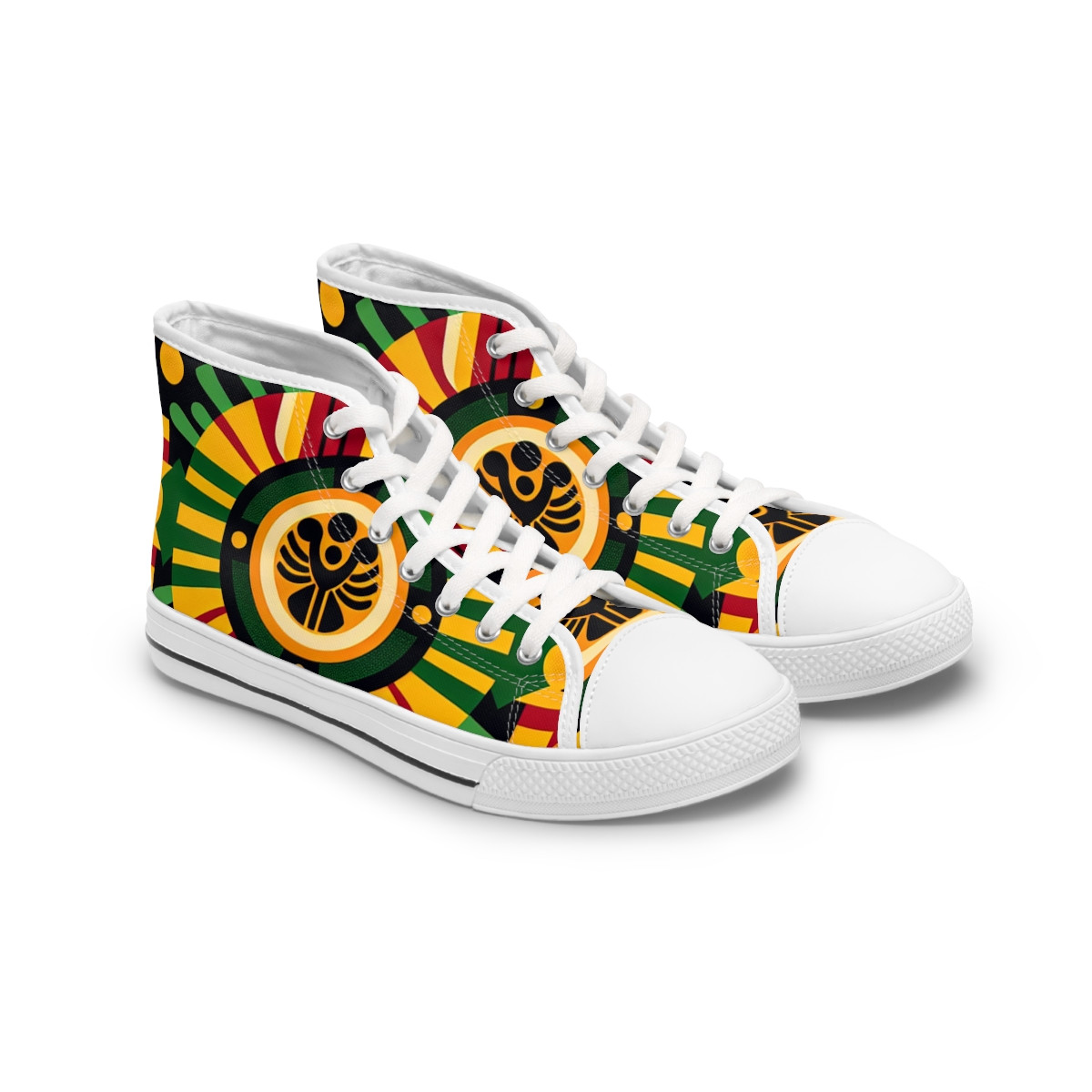 "AfroCentric Stride: Kente Kaleidoscope Sneakers" - Womn's High top Sneakers