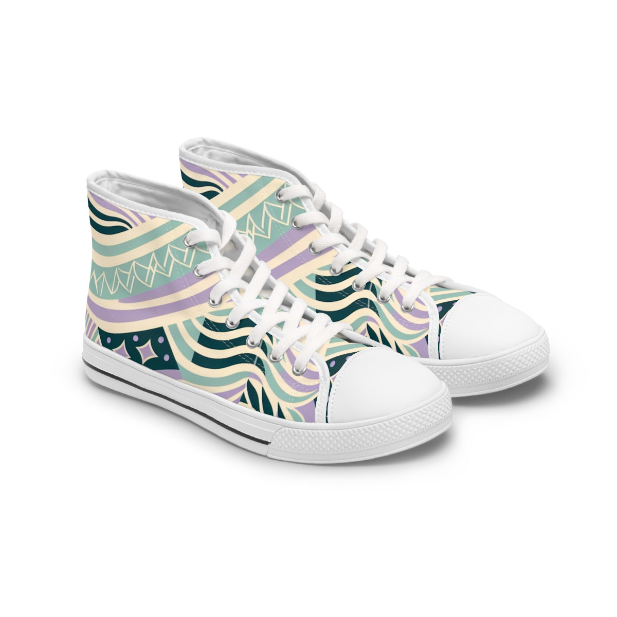 "AfroStride Kente Kaleidoscope Sneakers" - Womn's High top Sneakers