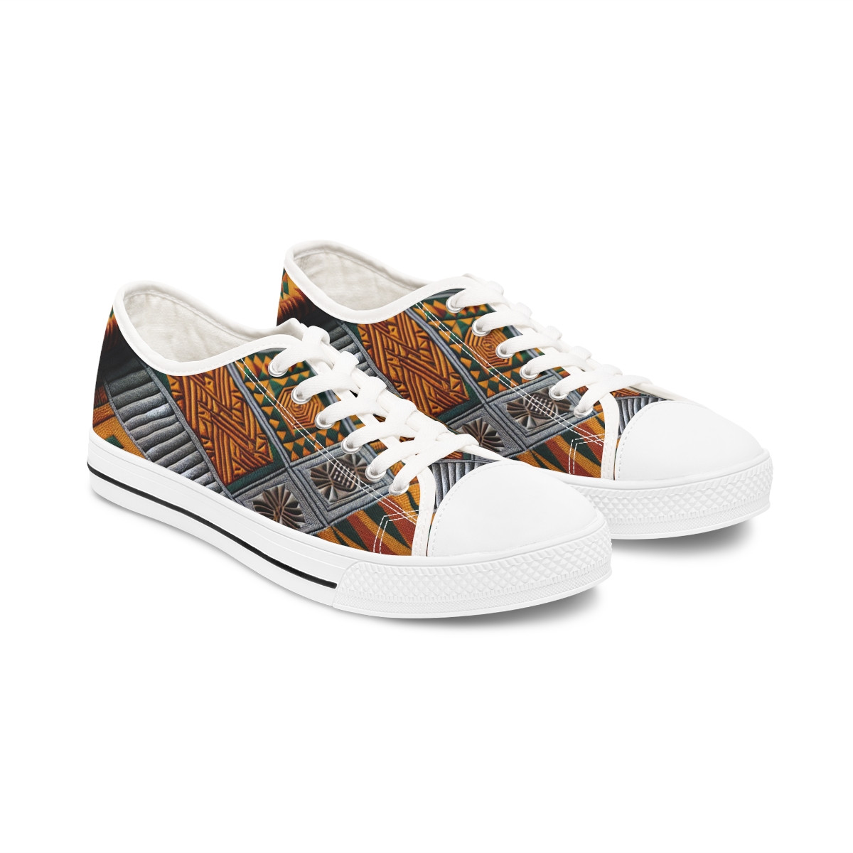 "AshantiStride Kente Kickz" - Women's Lowtop Sneakers