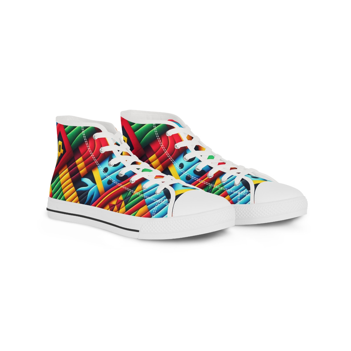 "Heritage Stride: Kente Kicks" - Men's High top Sneakers