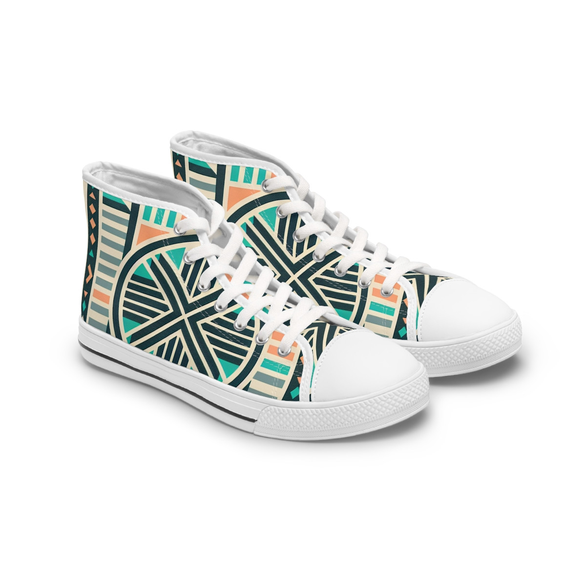 "AfroVibes Unleashed: Kente Kaleidoscope Kicks" - Womn's High top Sneakers