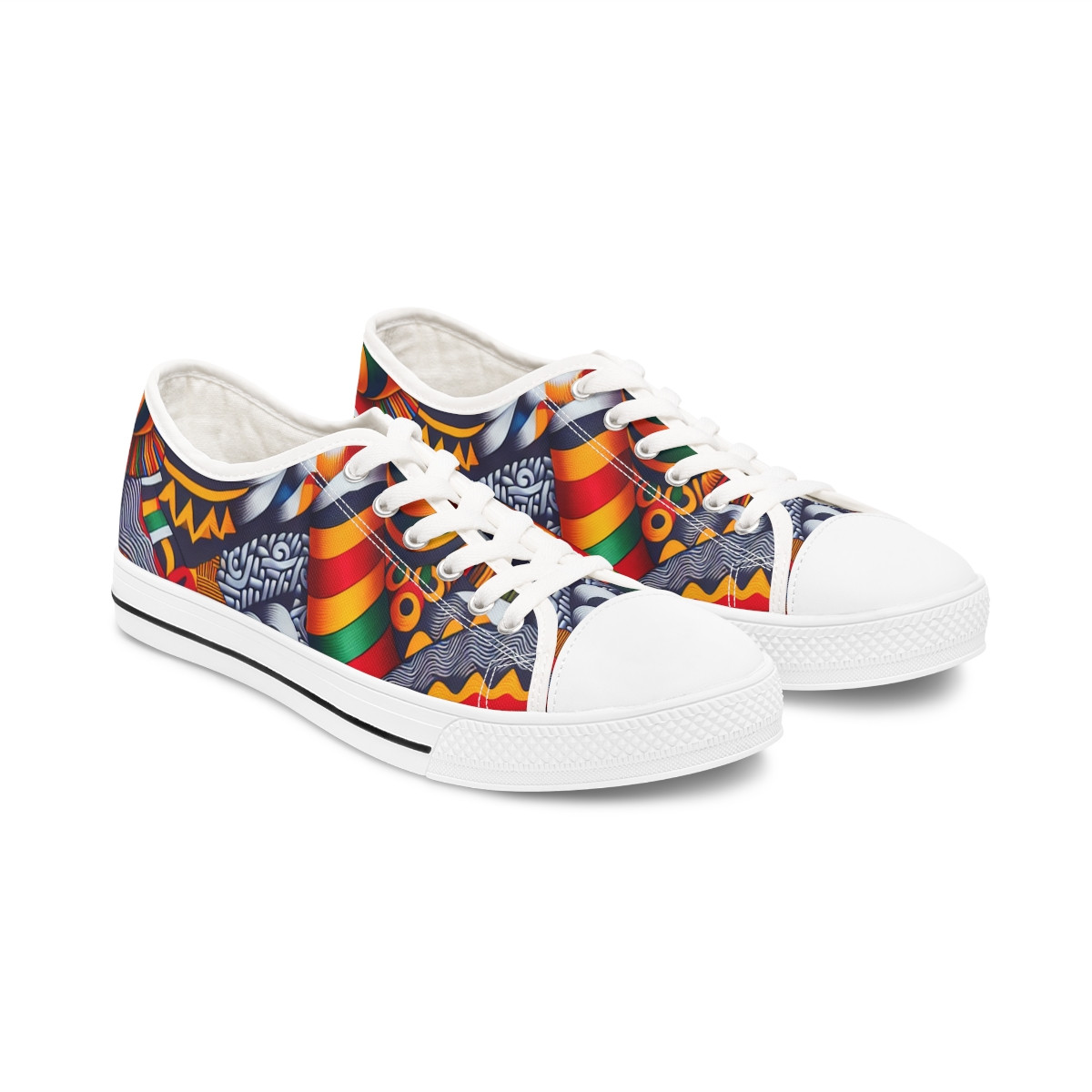 "AfroFusion Kente Kicks" - Women's Lowtop Sneakers