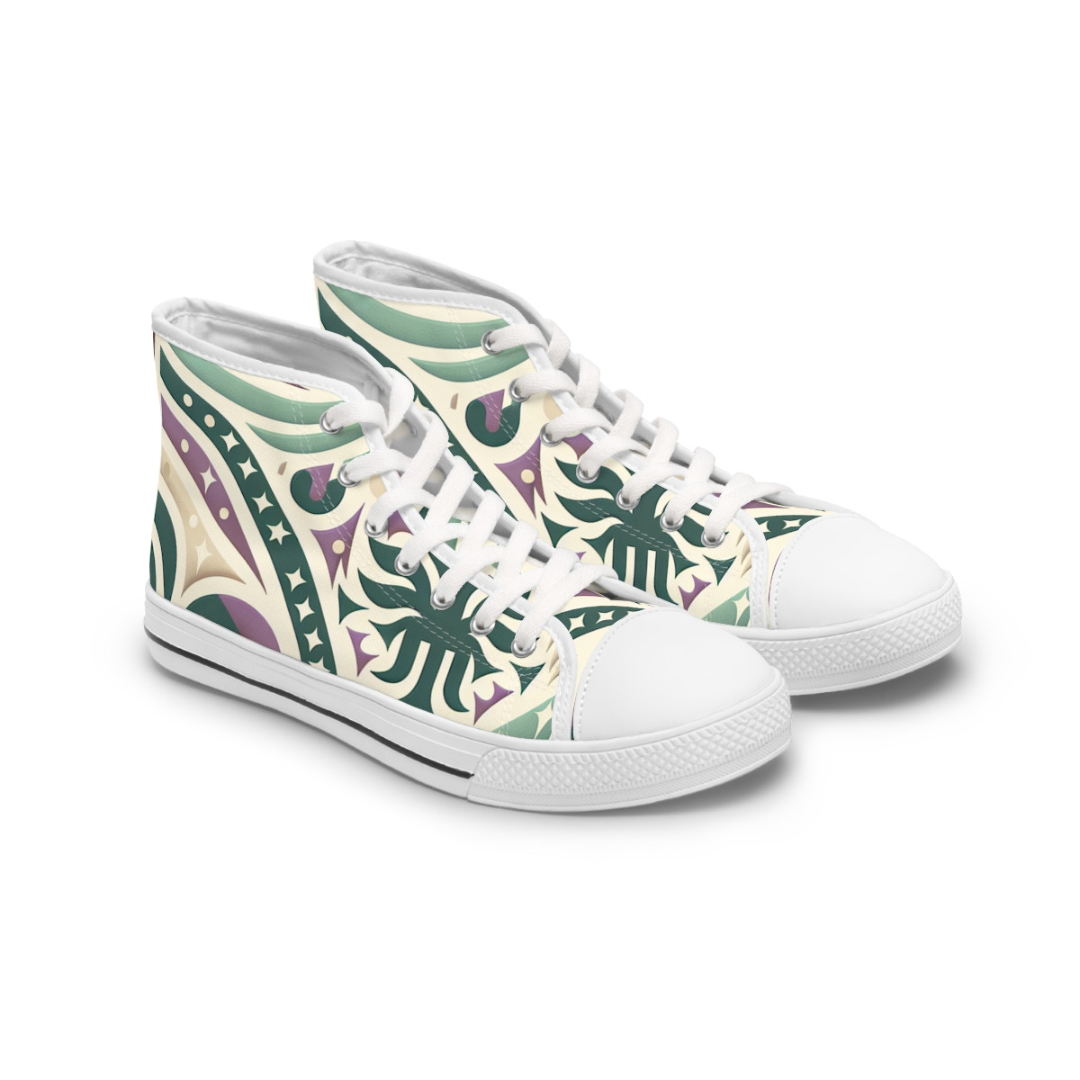 "AfroStride: Kente Kaleidoscope Kicks" - Womn's High top Sneakers