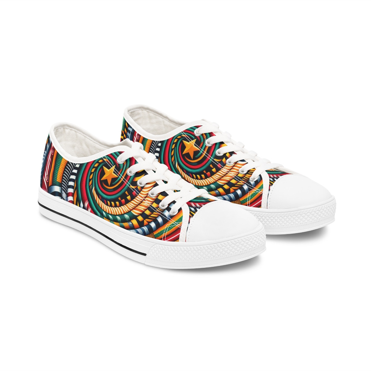 "AfroChic Kente Kicks" - Women's Lowtop Sneakers