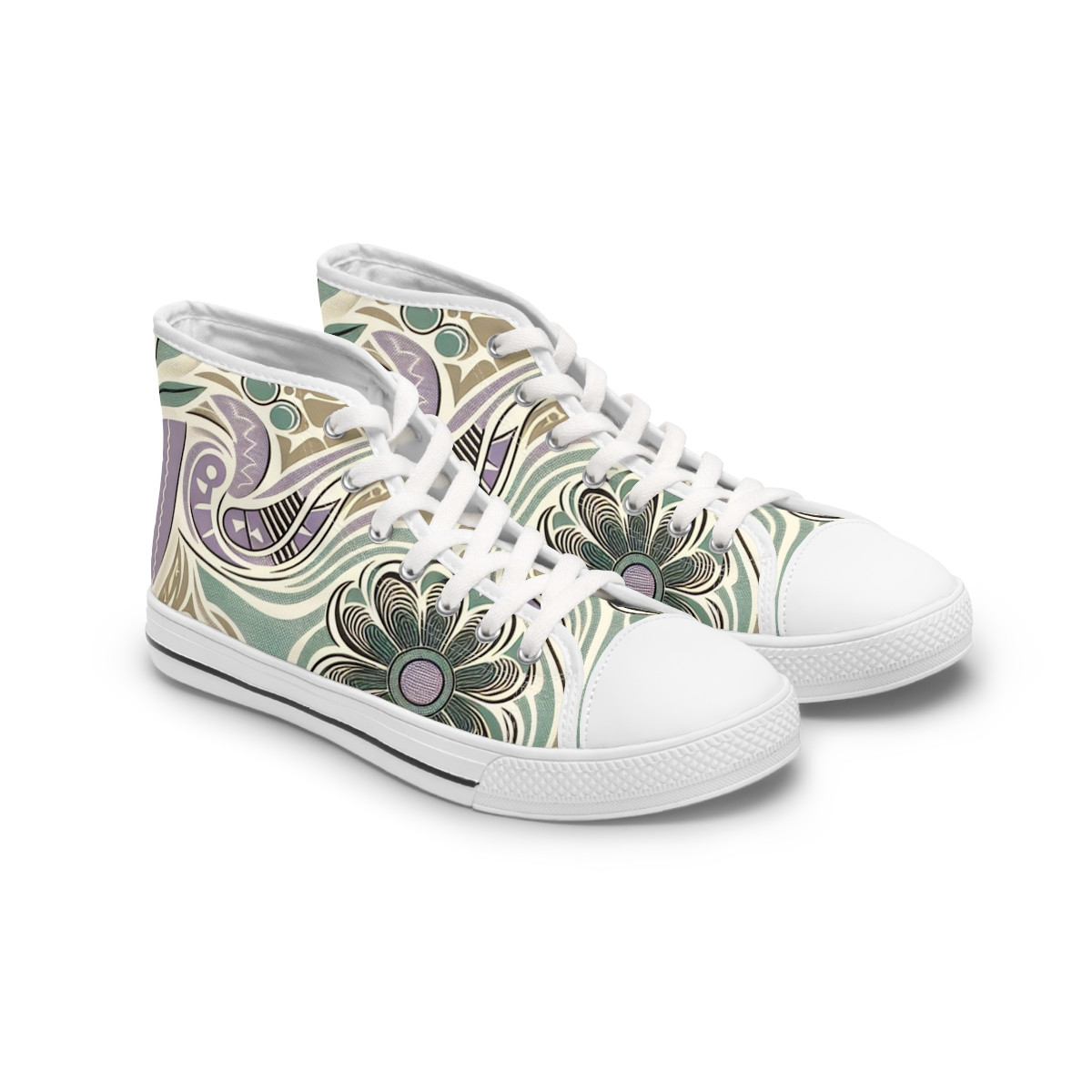 "Heritage Stride: Kente Kaleidoscope Sneakers" - Womn's High top Sneakers