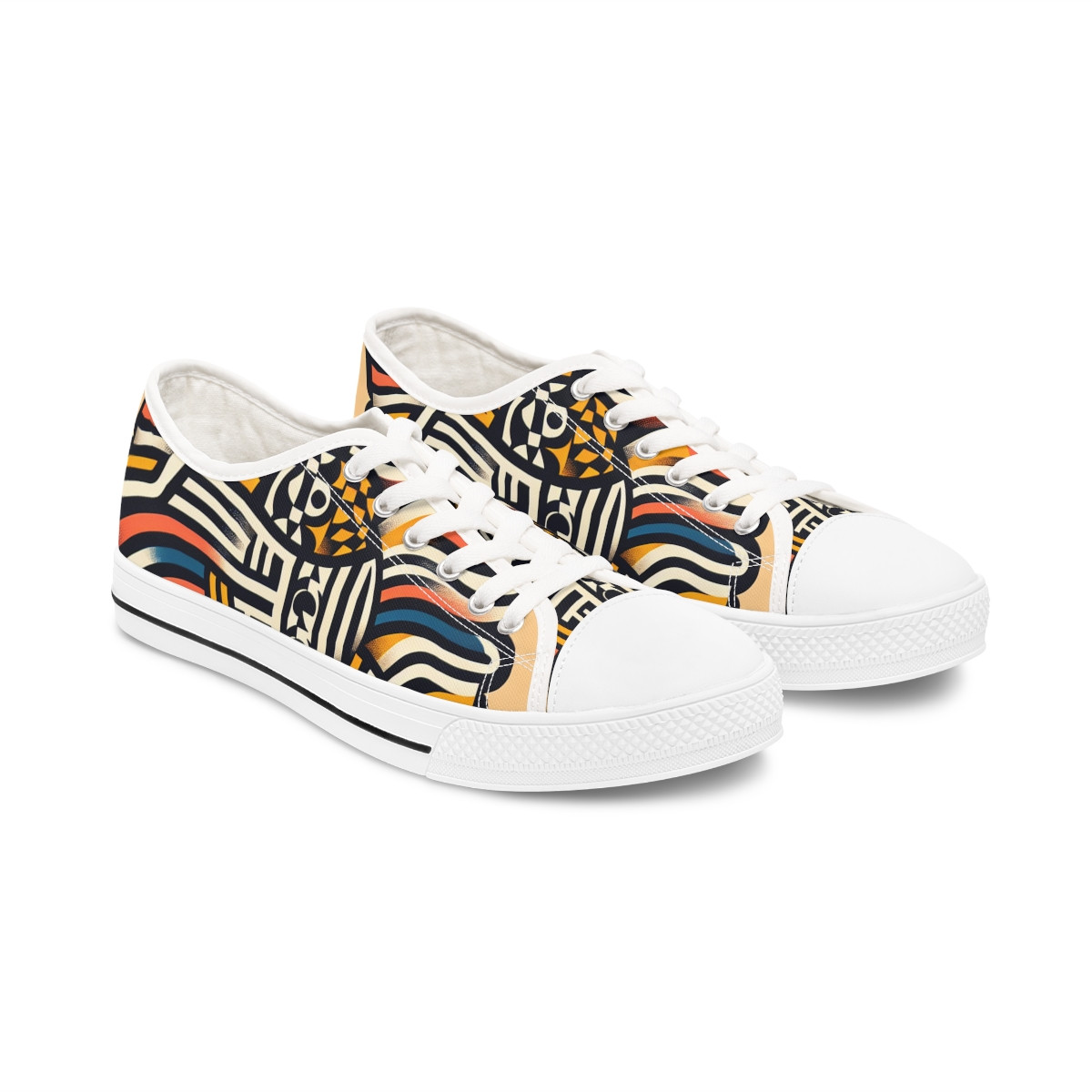 "AfroEclipse Kente Kicks" - Women's Lowtop Sneakers