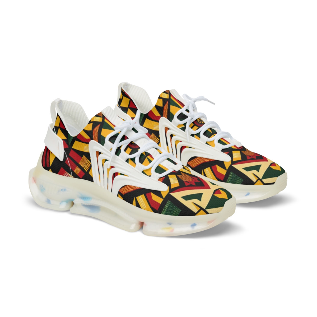 "AshantiStride: Kente Kaleidoscope Sneakers" - Men's Mesh Sneaker