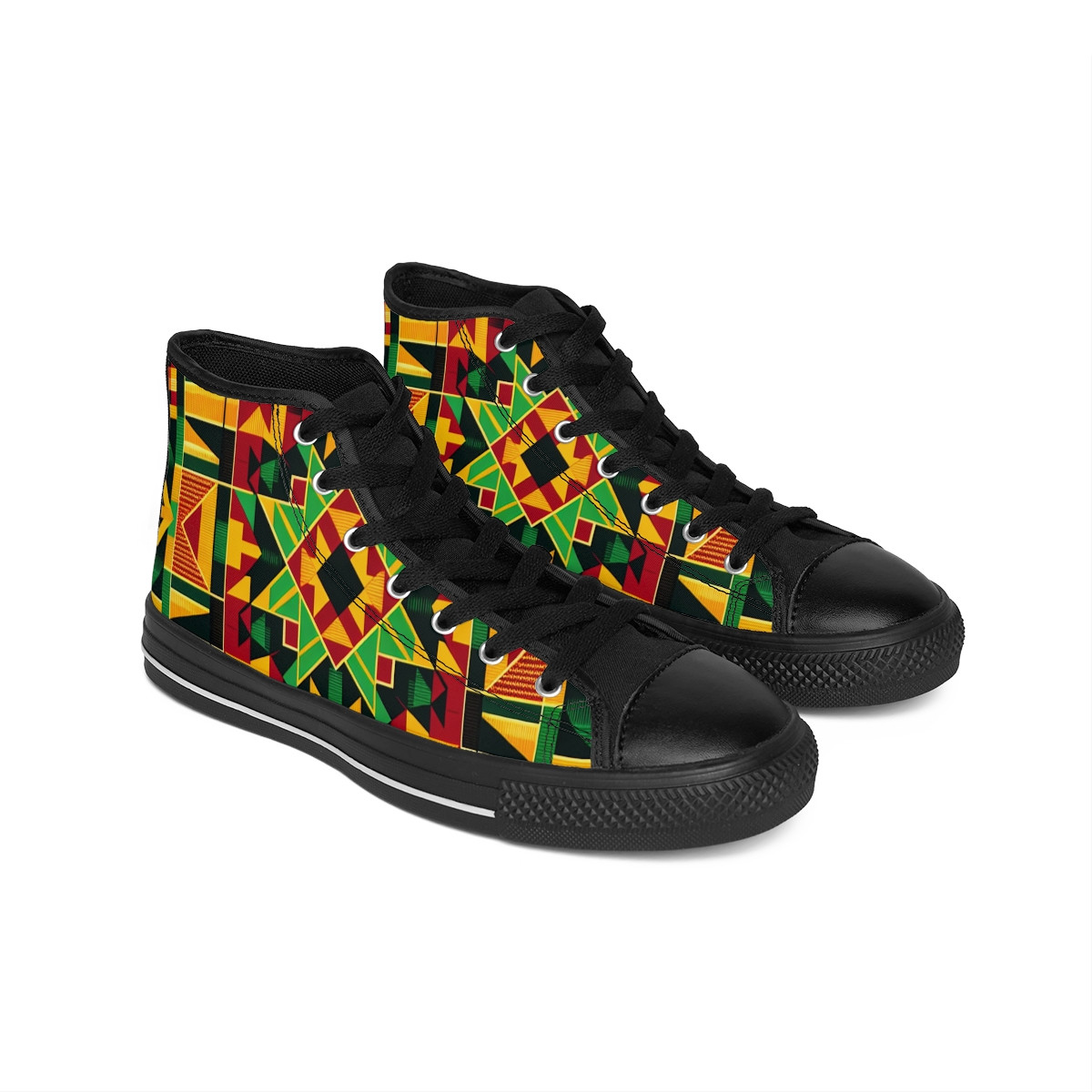 "Kente Kicks: Afrocentric Rhythm Runners" - Women's Classic Sneakers
