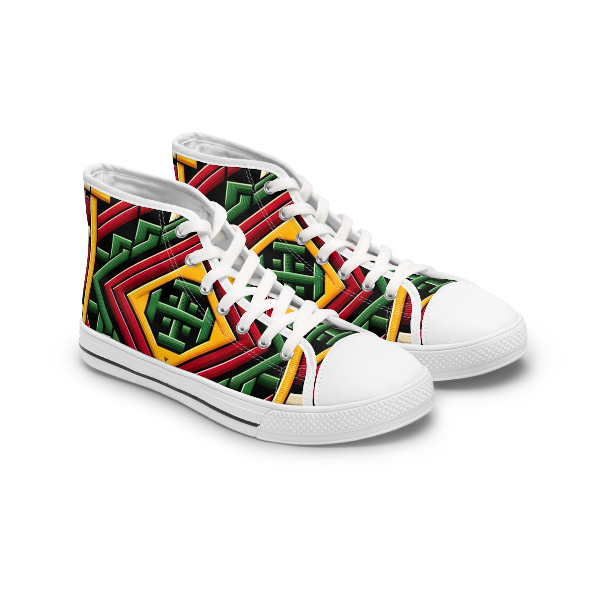 "AfroDazzle Kente Kicks" - Womn's High top Sneakers