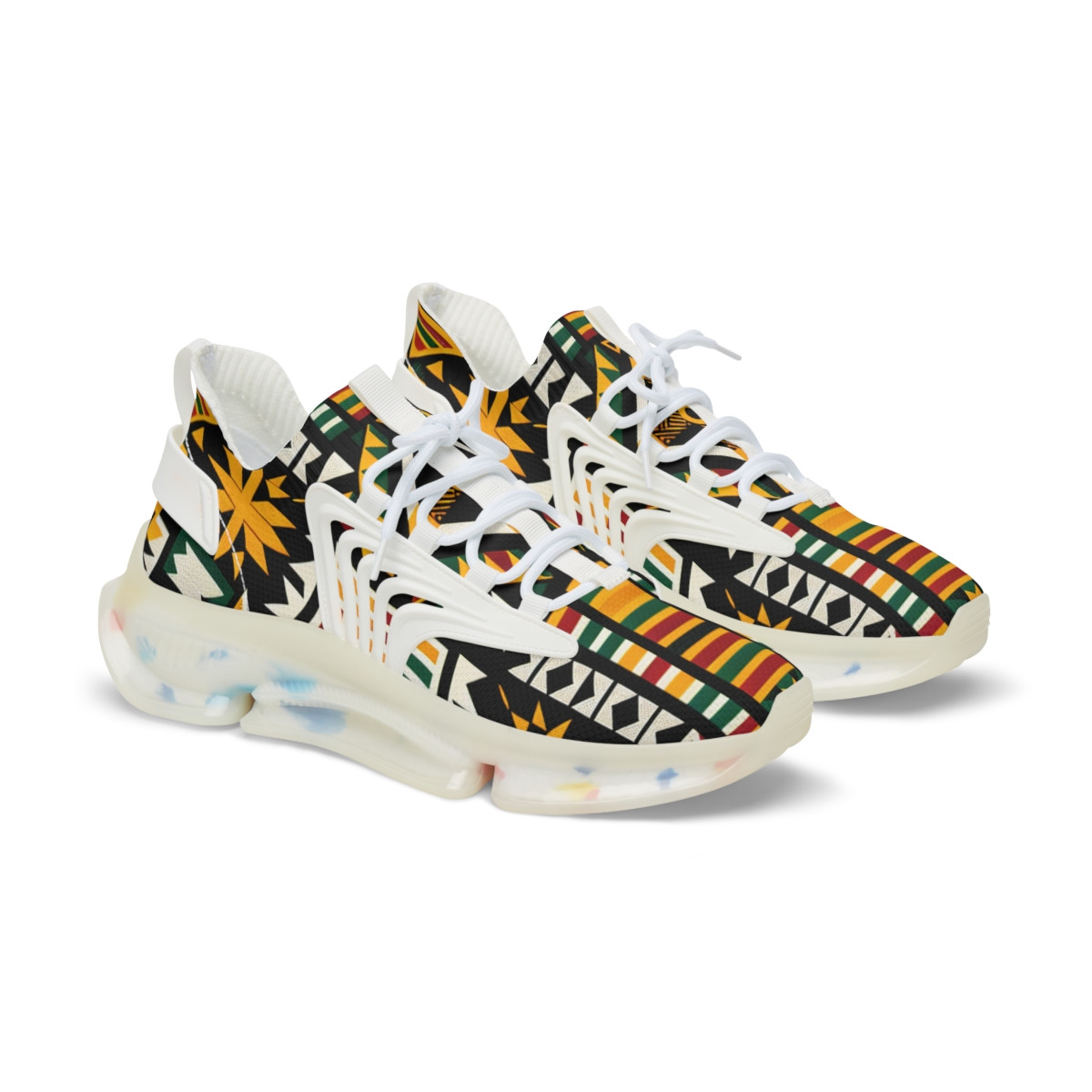 "Cultural Strides: Afro-Fusion Kente Kicks" - Men's Mesh Sneaker