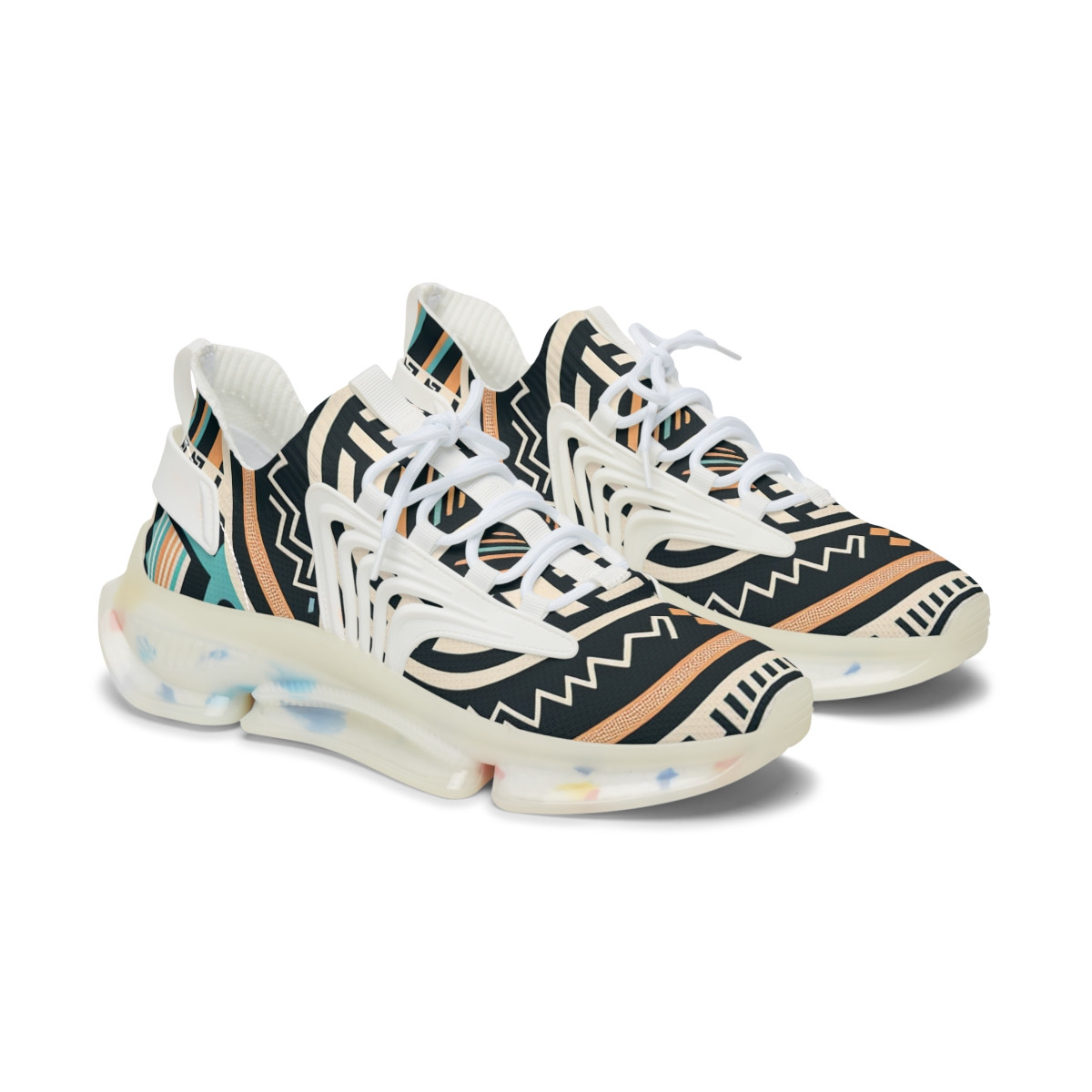 "Ashanti Stride: Kente Kaleidoscope Sneakers" - Women's Mesh Sneaker