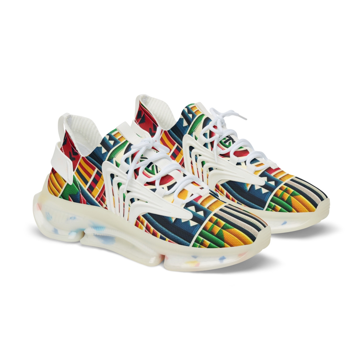 "Heritage Stride: Kente Kaleidoscope Sneakers" - Men's Mesh Sneaker