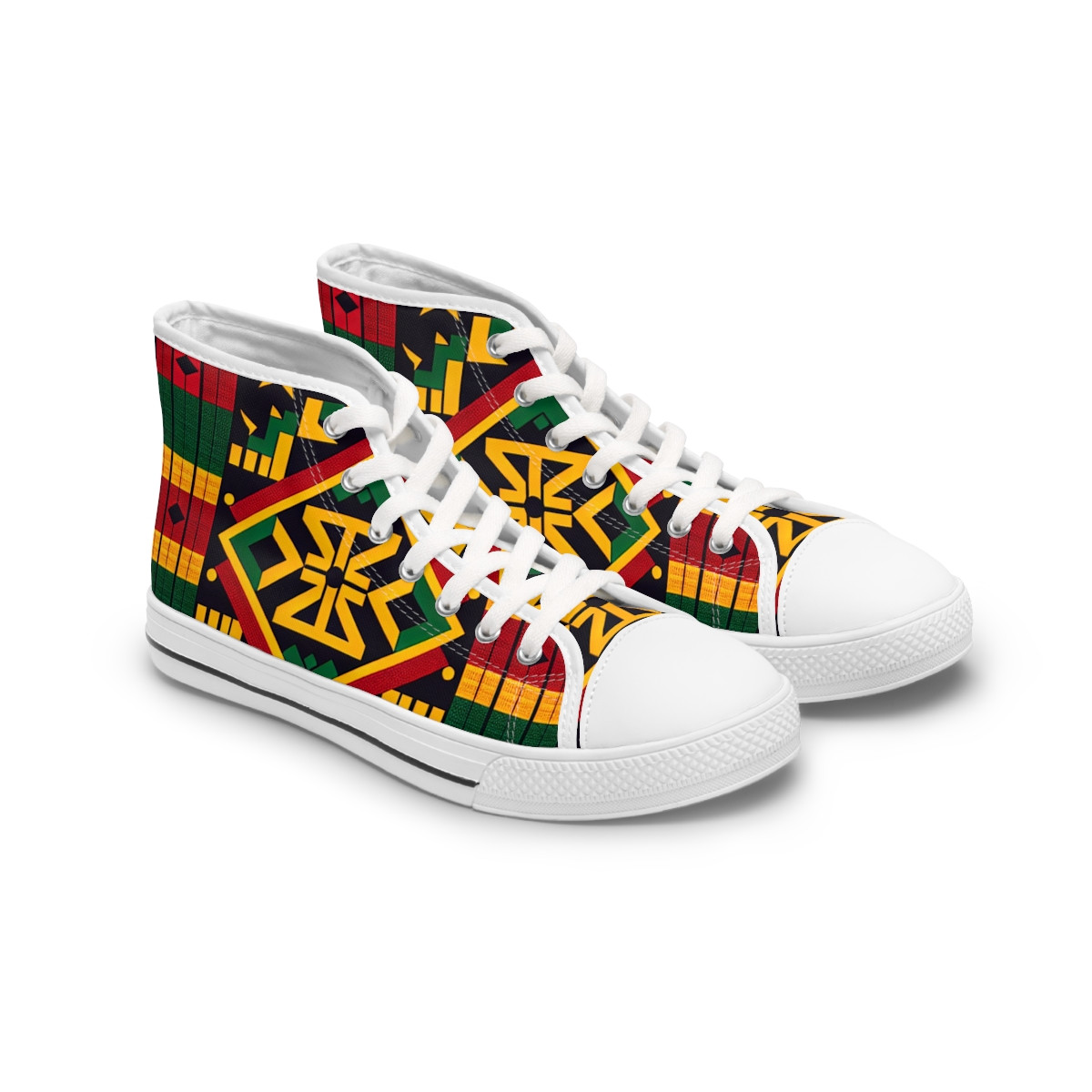 "Heritage Stride: Kente Kicks" - Womn's High top Sneakers