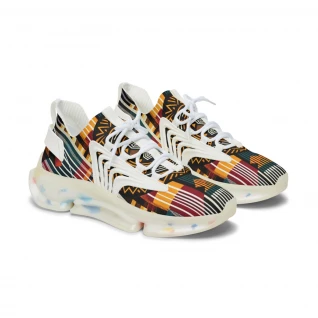 "AfroGlam Kente Kicks" - Women's Mesh Sneaker