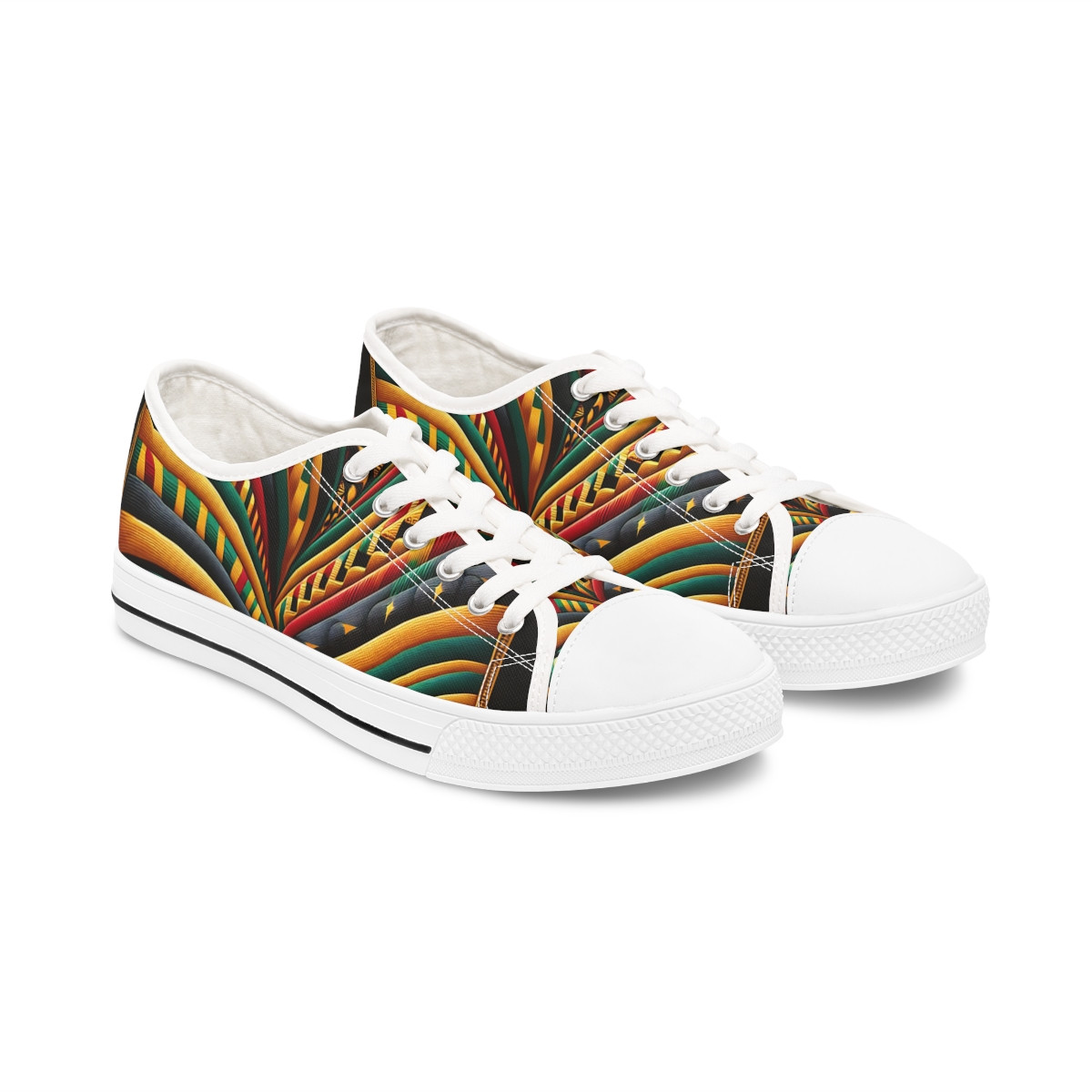 "AfroRhythm Kente Kicks" - Women's Lowtop Sneakers