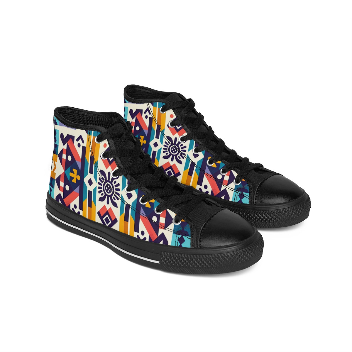 "Stride Royalty: Kente Essence Sneakers" - Women's Classic Sneakers