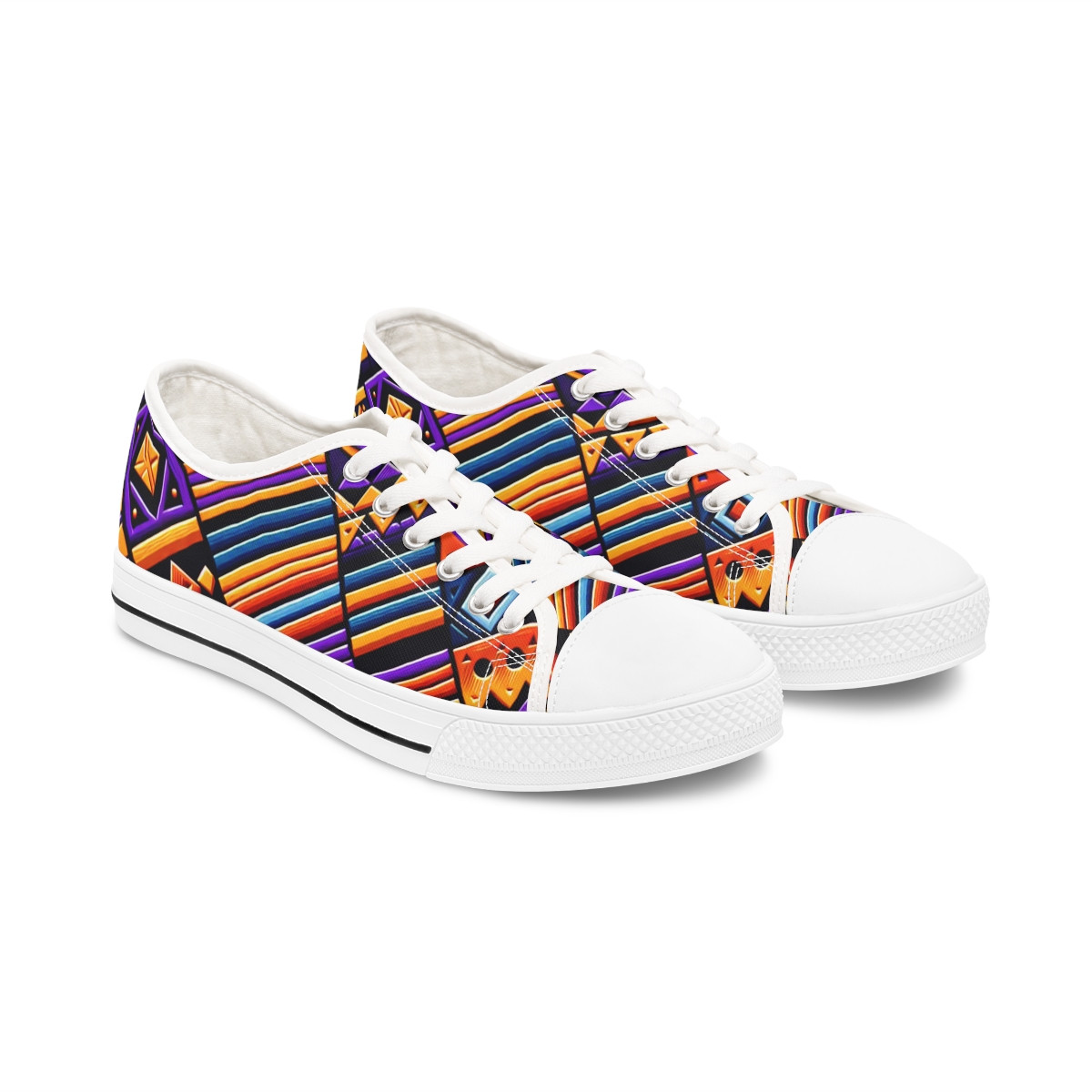"Kente Kicks: Afrocentric Sneaker Elegance" - Women's Lowtop Sneakers