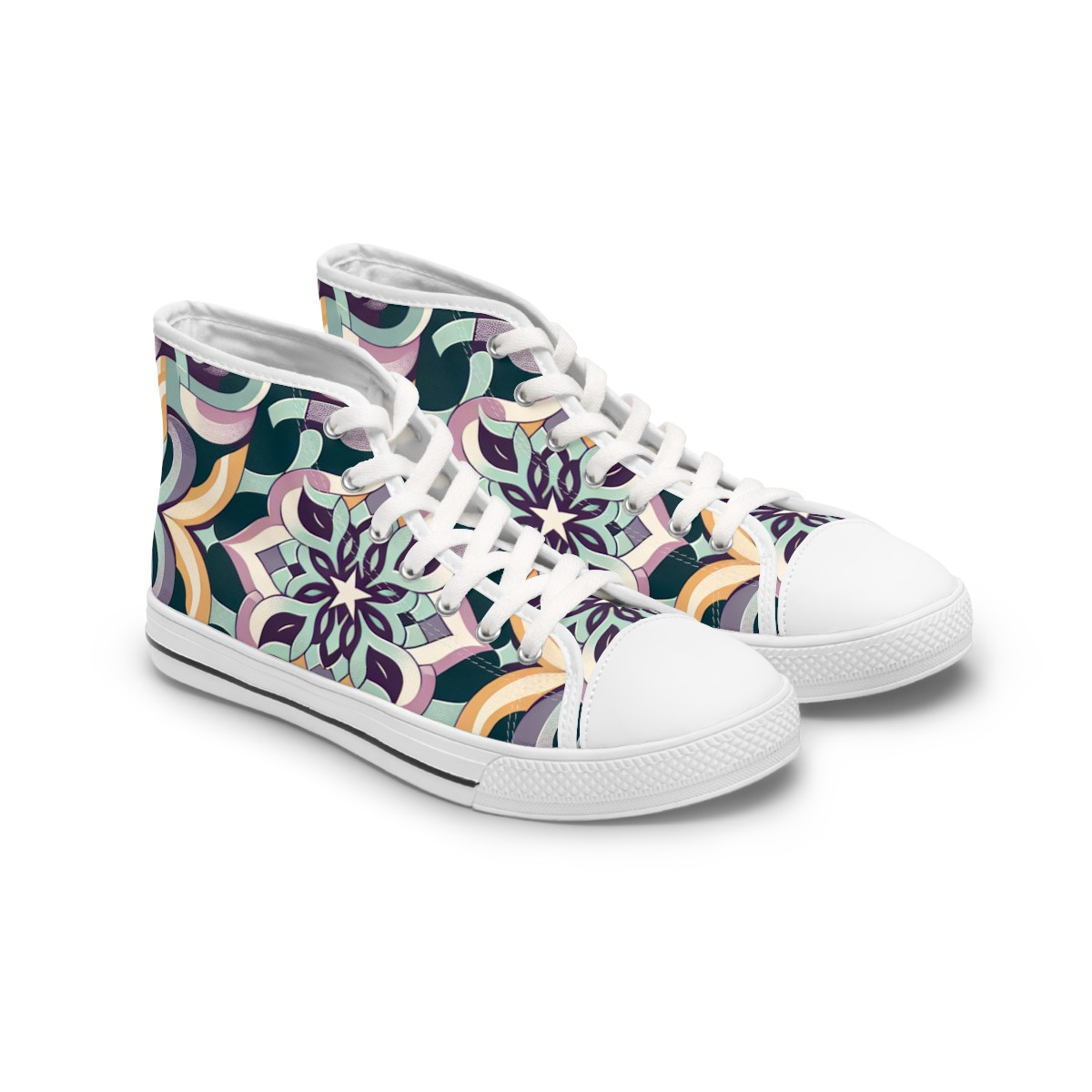 "Heritage Stride" Kente Design Sneakers - Womn's High top Sneakers