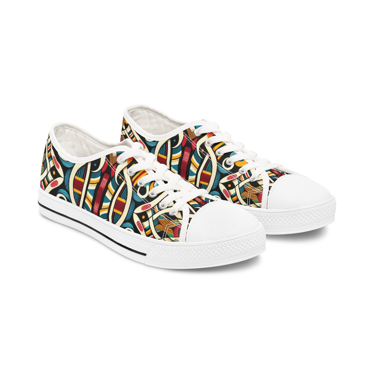 "AfroStride: Kente Kicks" - Women's Lowtop Sneakers