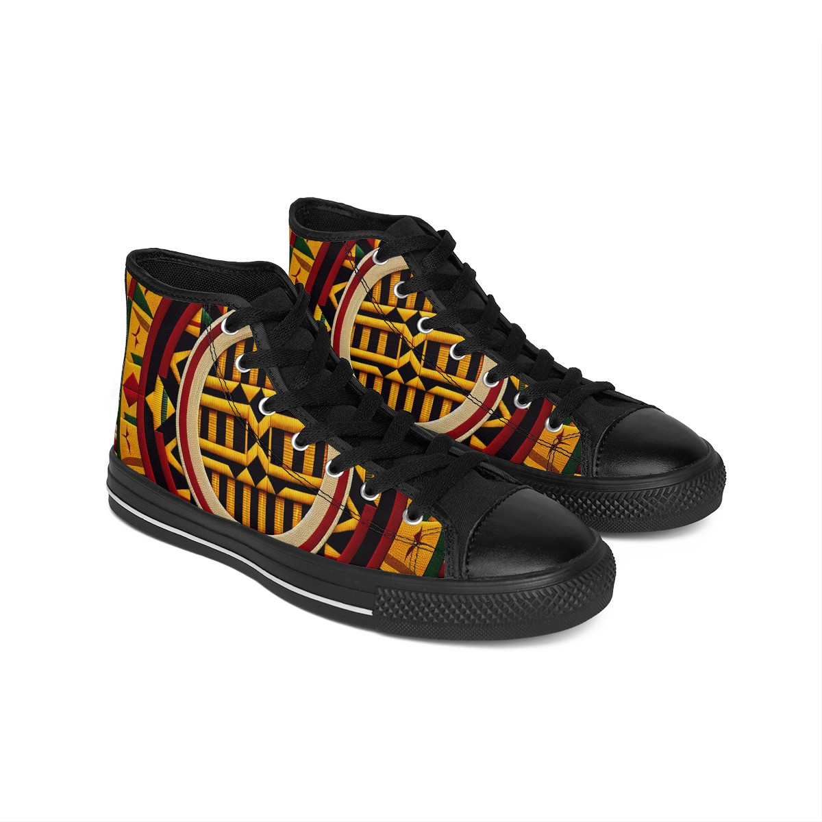 "Kente Kaleidoscope Kicks" - Women's Classic Sneakers