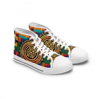 "AfroStride Kente Kicks" - Womn's High top Sneakers