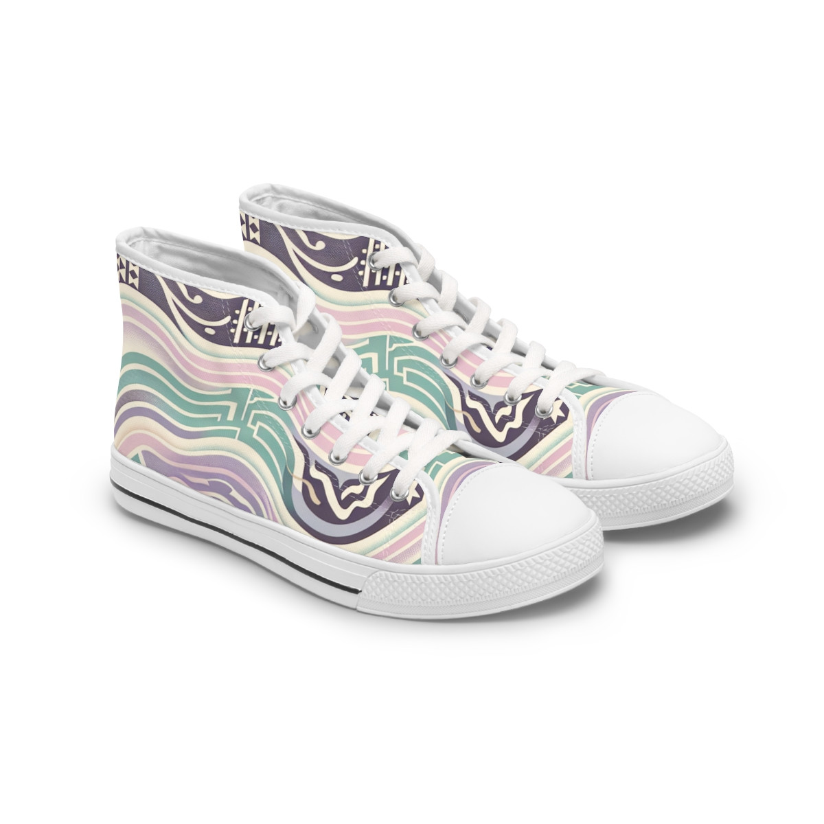 "AfroStride: Kente Kaleidoscope Sneakers" - Womn's High top Sneakers