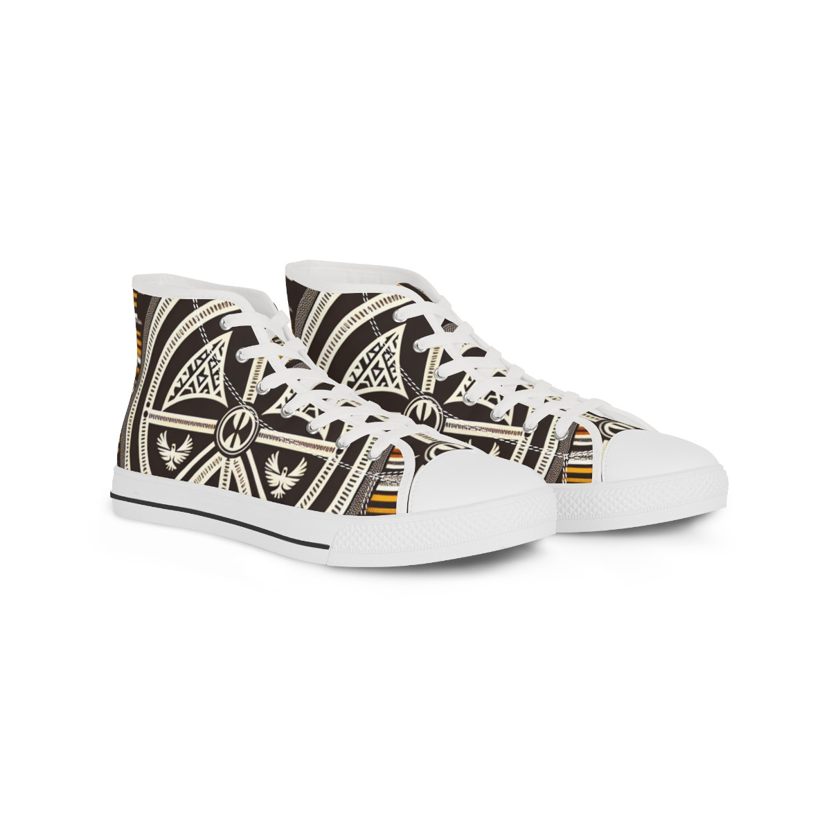 "Heritage Stride: Kente Kaleidoscope Sneakers" - Men's High top Sneakers