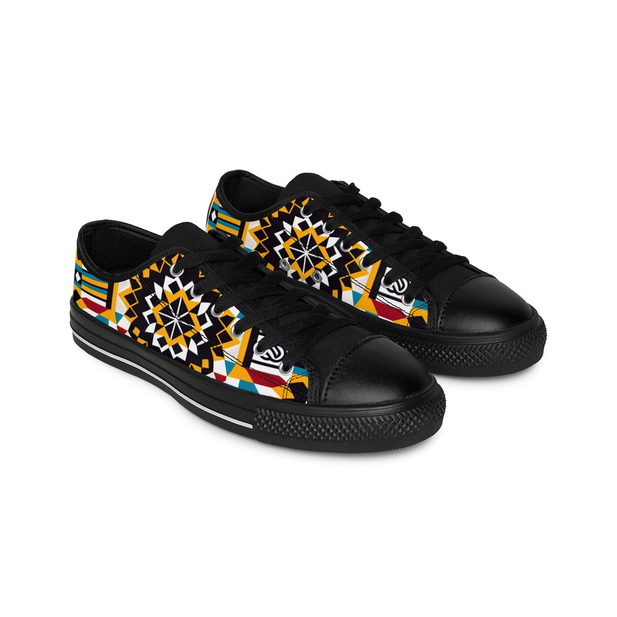 "AfroStride Elegance Kente Kicks" - Women's Sneakers
