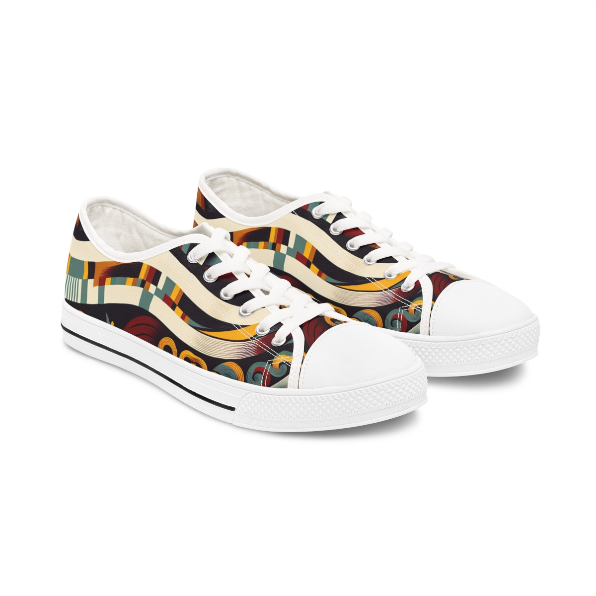 "AfroStride Kente Kicks" - Women's Lowtop Sneakers