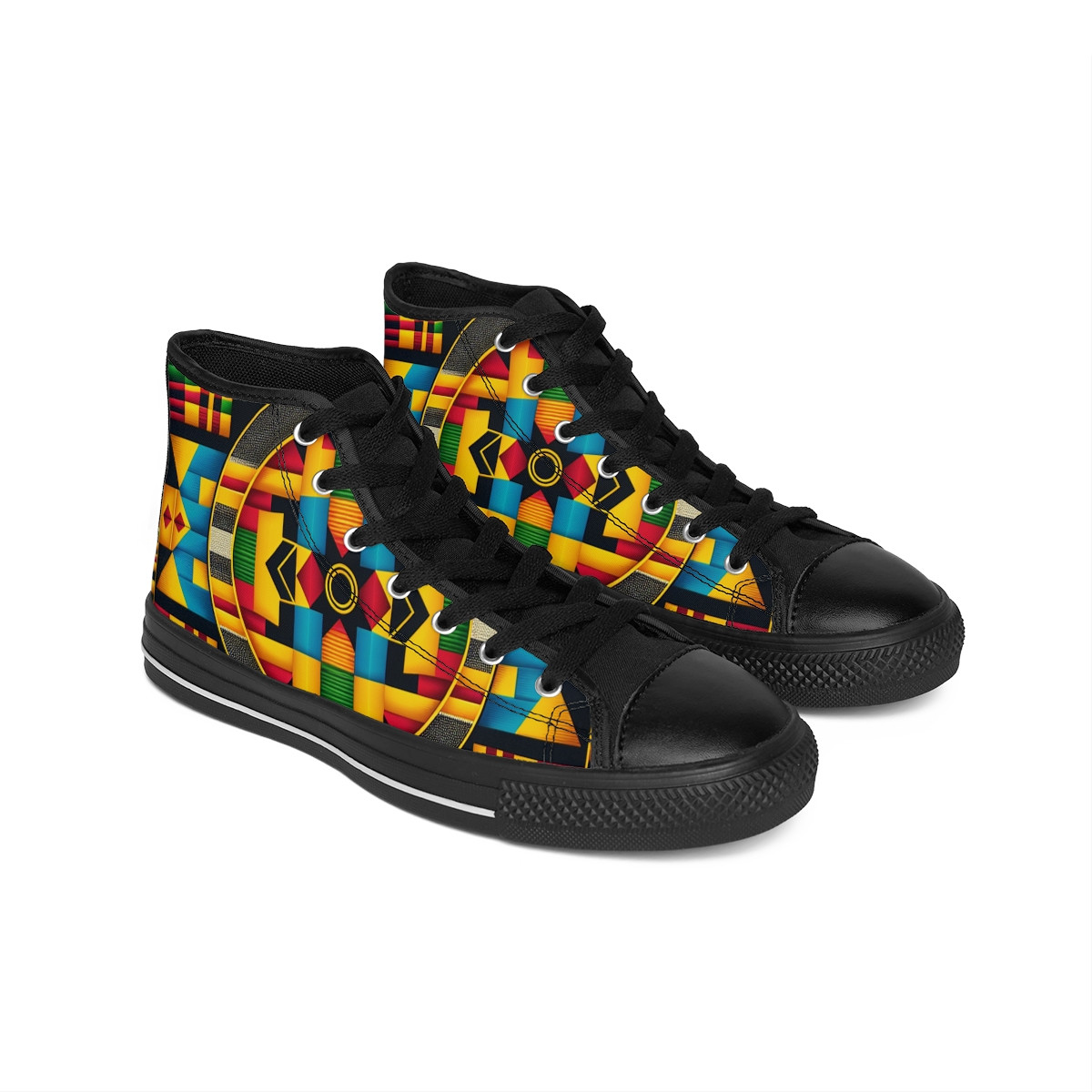 "Heritage Stride: Kente-Weave Sneakers" - Women's Classic Sneakers