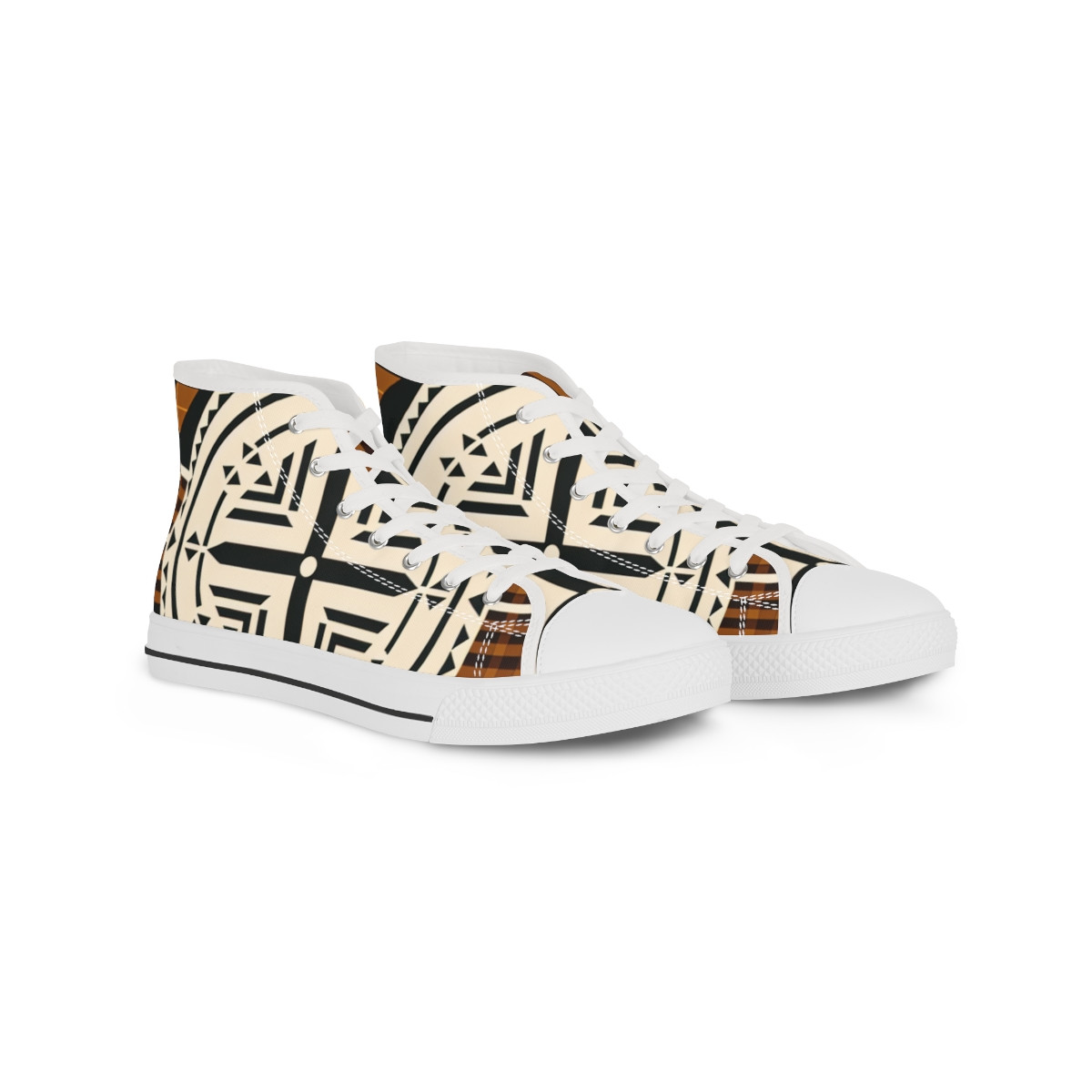 "Kente Kicks: Afrochic Fusion Sneakers" - Men's High top Sneakers