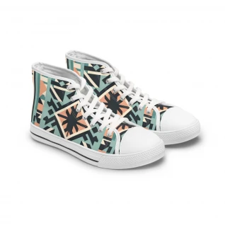 "AfroStride: Kente Kaleidoscope Sneakers" - Womn's High top Sneakers