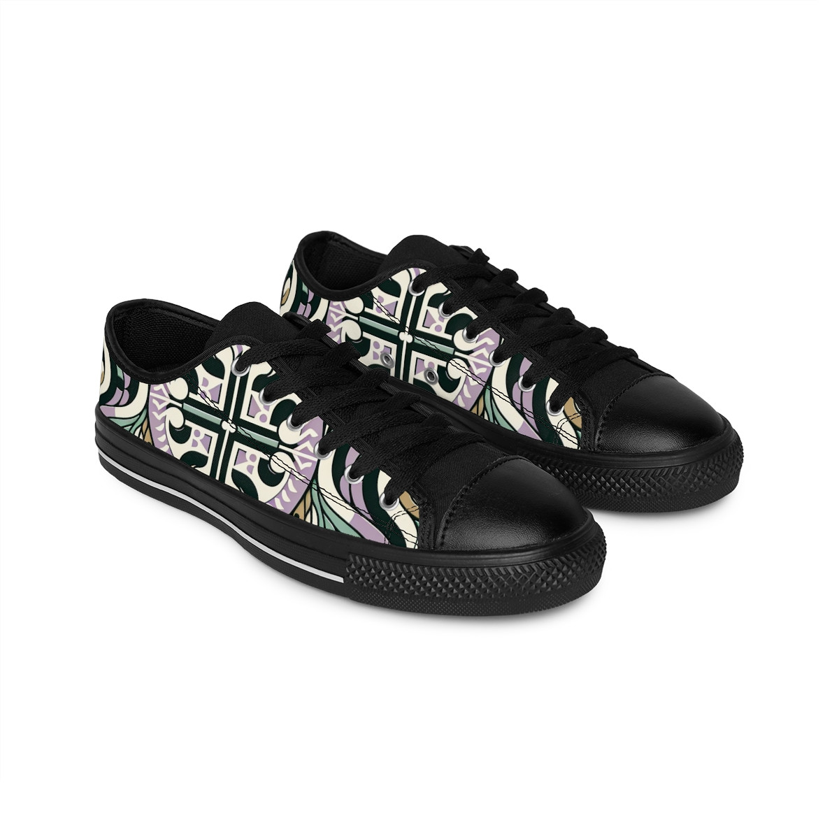 "Heritage Stride: Kente-infused Kickers" - Women's Sneakers