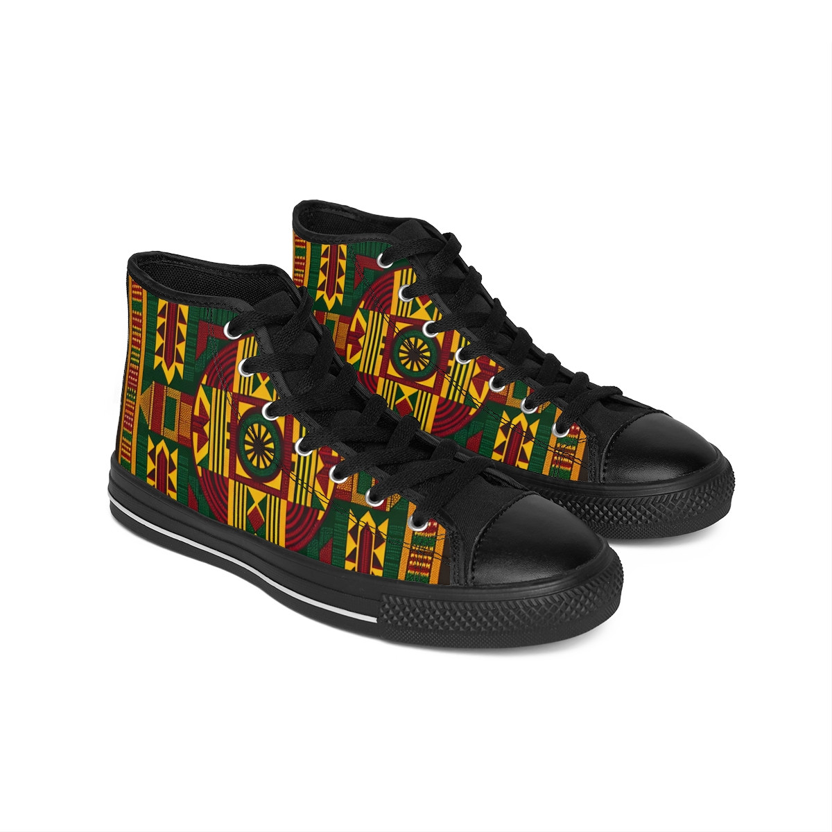 "Kente Kaleidoscope Kicks" - Women's Classic Sneakers