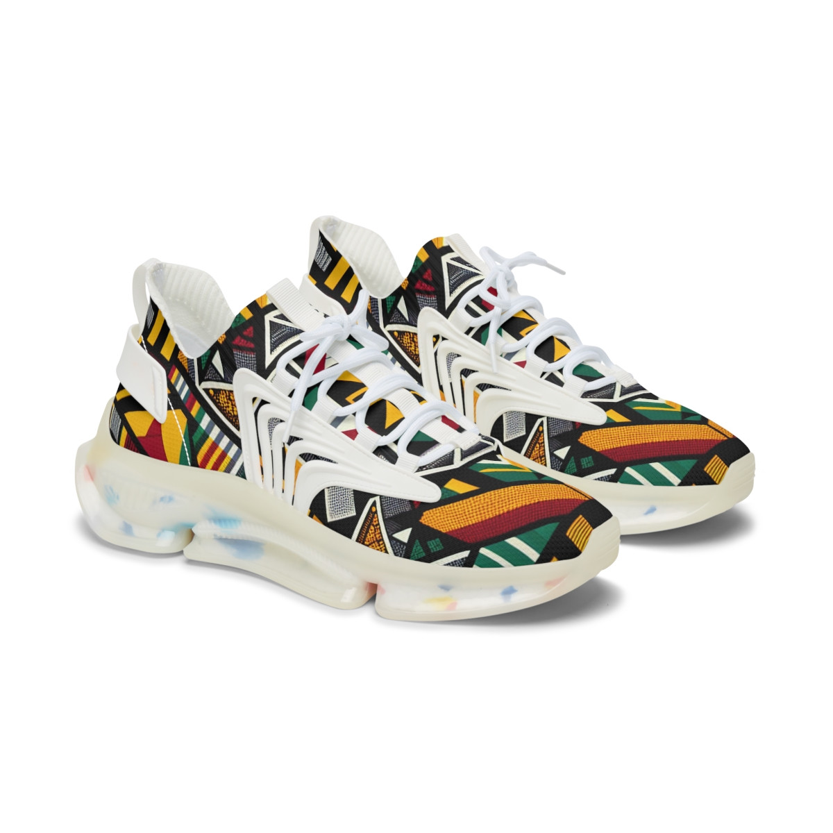 "Kente Kicks: Harmony in Strides" - Women's Mesh Sneaker