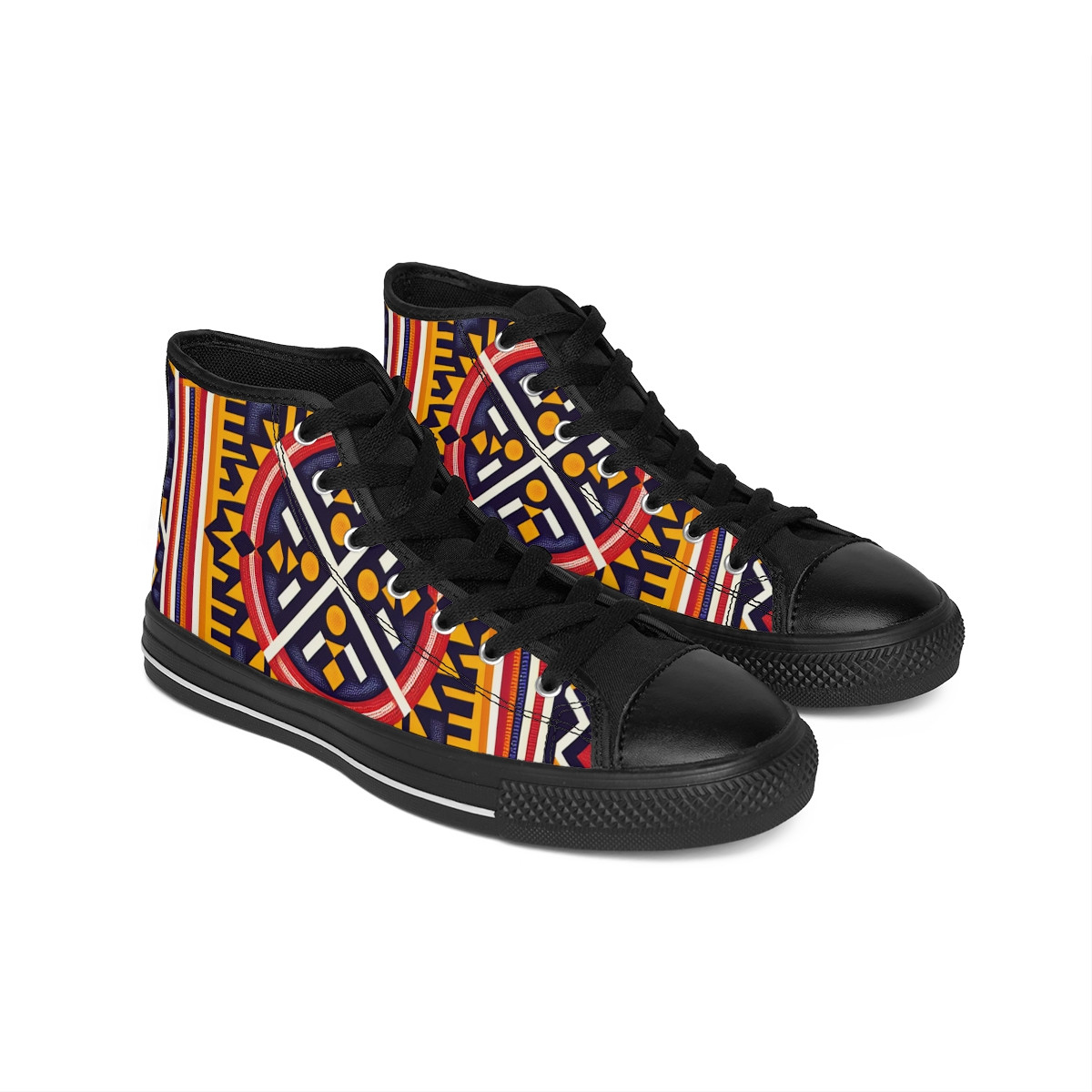 "Kente Kicks: Afro Fusion Sneakers" - Women's Classic Sneakers