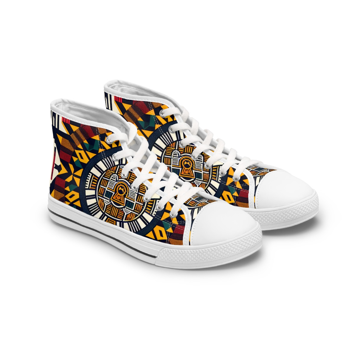 "AfroGlam Kente Kicks" - Womn's High top Sneakers