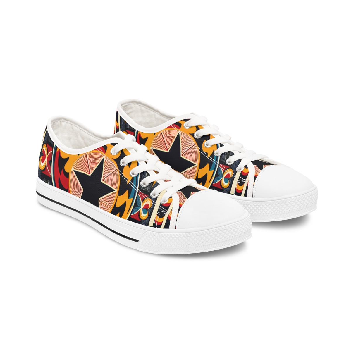 "Afro-Centric Kente Kicks" - Women's Lowtop Sneakers
