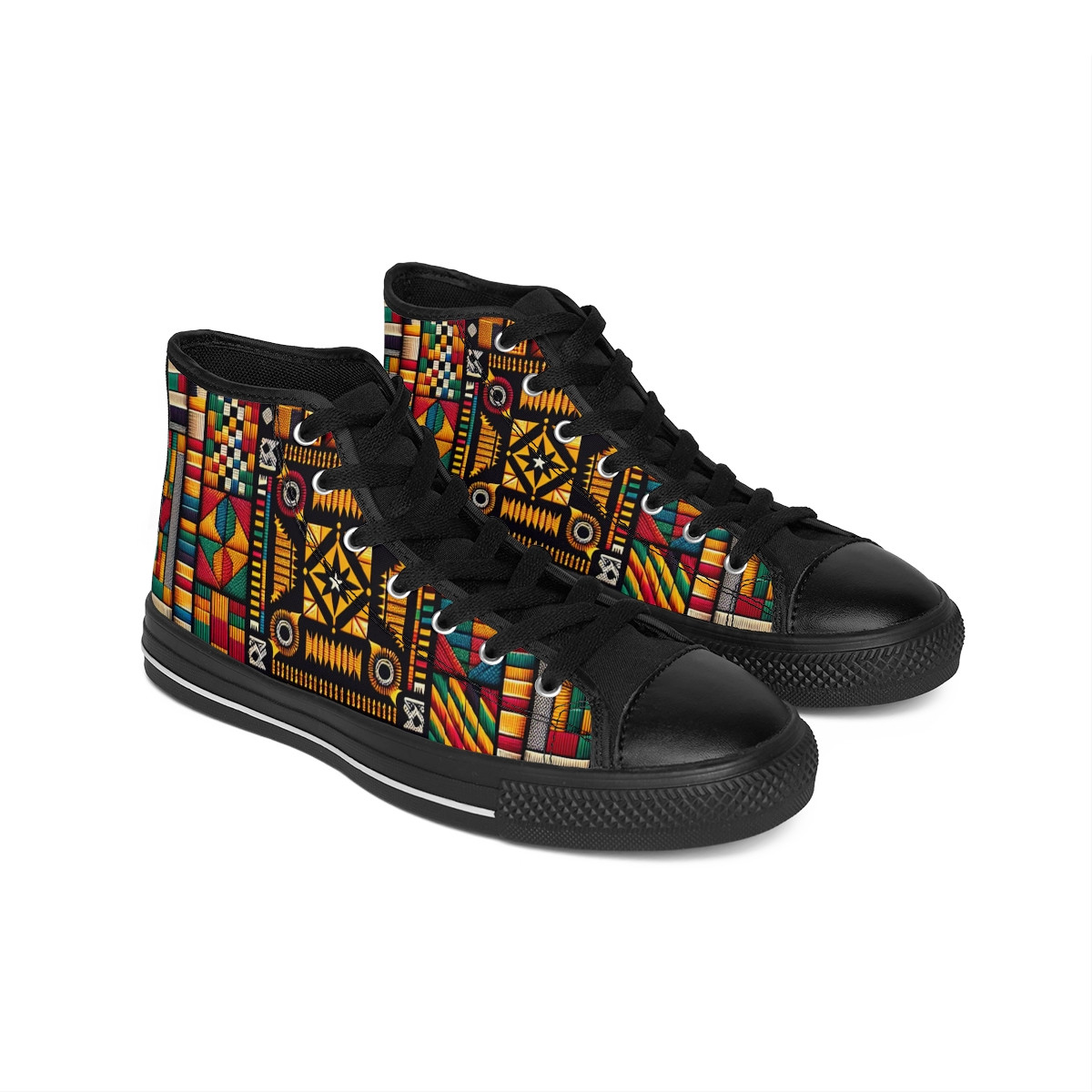 "Afrocentric Stride: Kente Fusion Sneakers" - Women's Classic Sneakers
