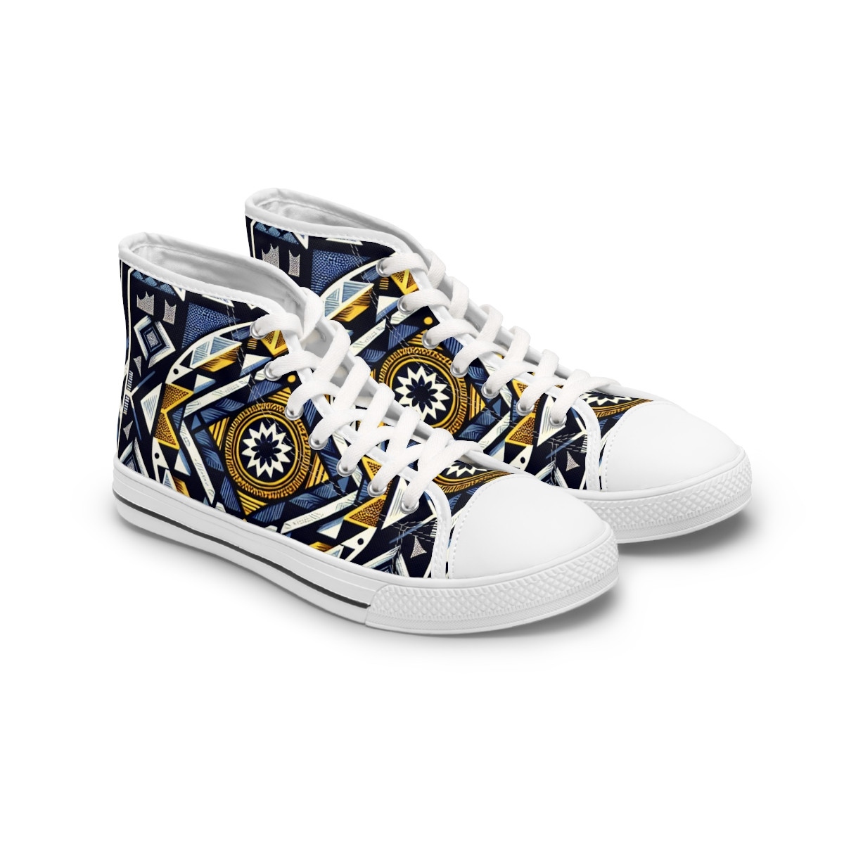 "Heritage Stride: Kente Kaleidoscope Sneakers" - Womn's High top Sneakers