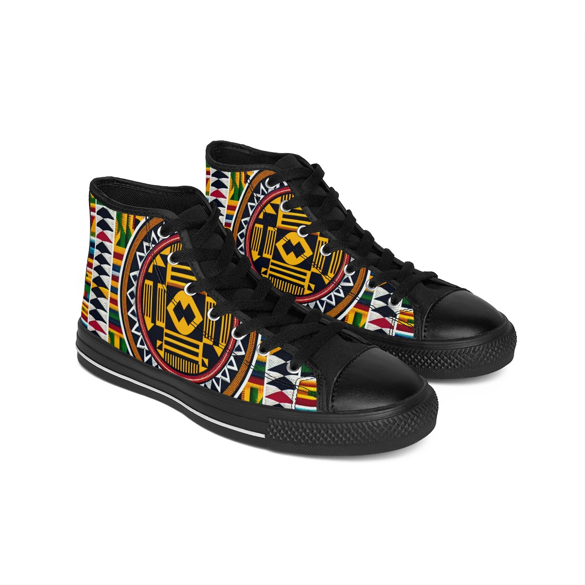"Heritage Stride: AfroFusion Kente Kicks" - Women's Classic Sneakers