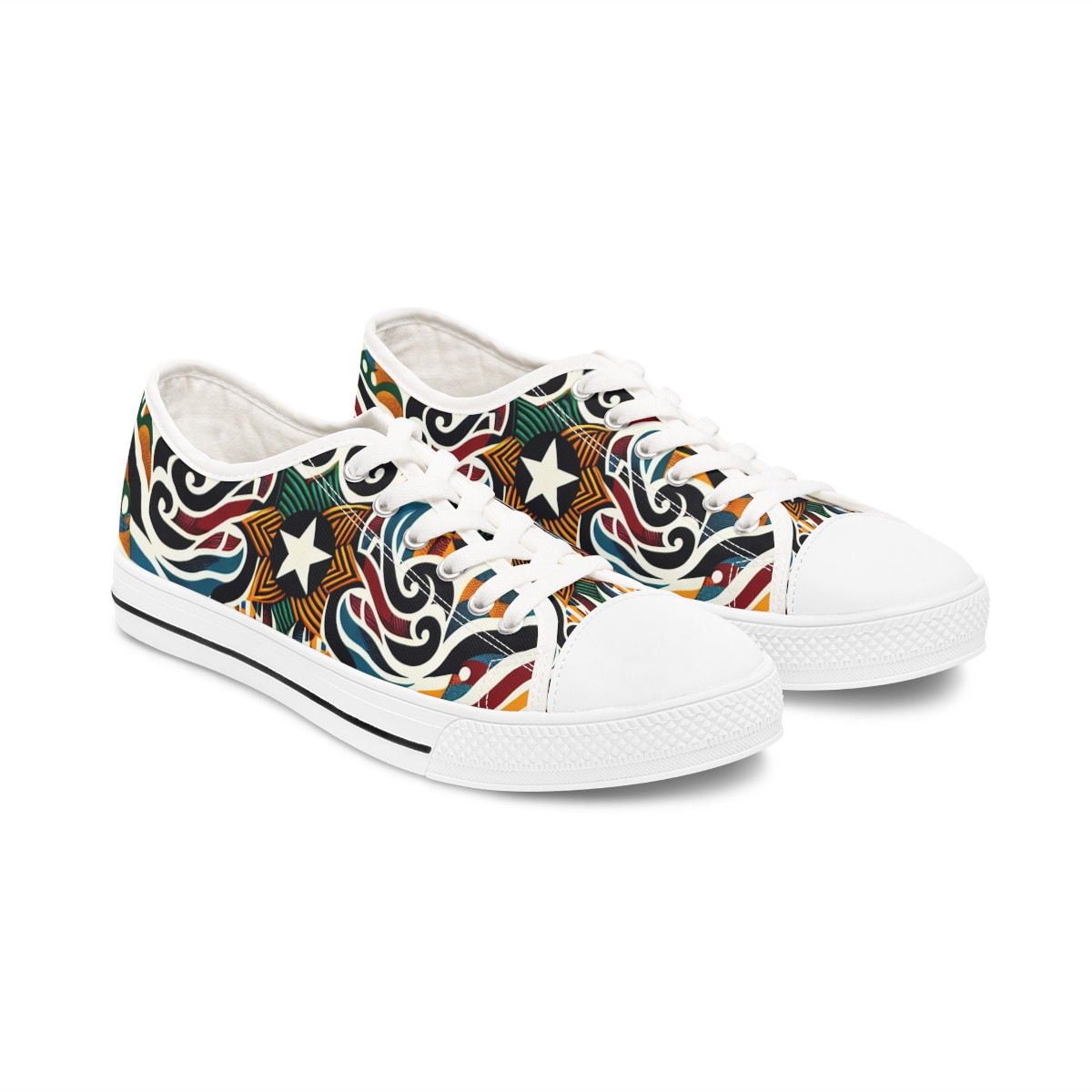 "Kente Kaleidoscope Kicks" - Women's Lowtop Sneakers