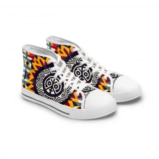 "AfroRhythm Kente Kicks" - Womn's High top Sneakers