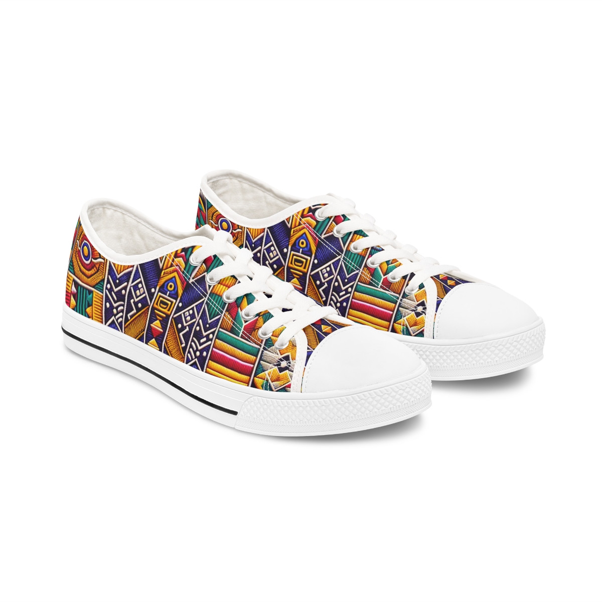 "AfroStride Majesty Kente Sneakers" - Women's Lowtop Sneakers