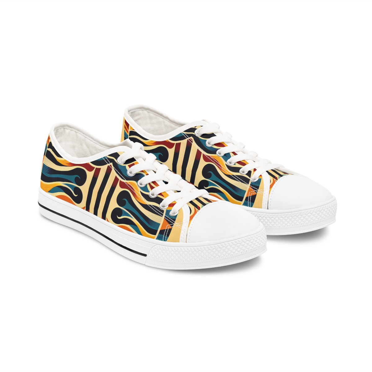 "Afrisoles: Kente Kaleidoscope Kicks" - Women's Lowtop Sneakers