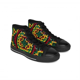 "AfroStride Royale Kente Kicks" - Women's Classic Sneakers