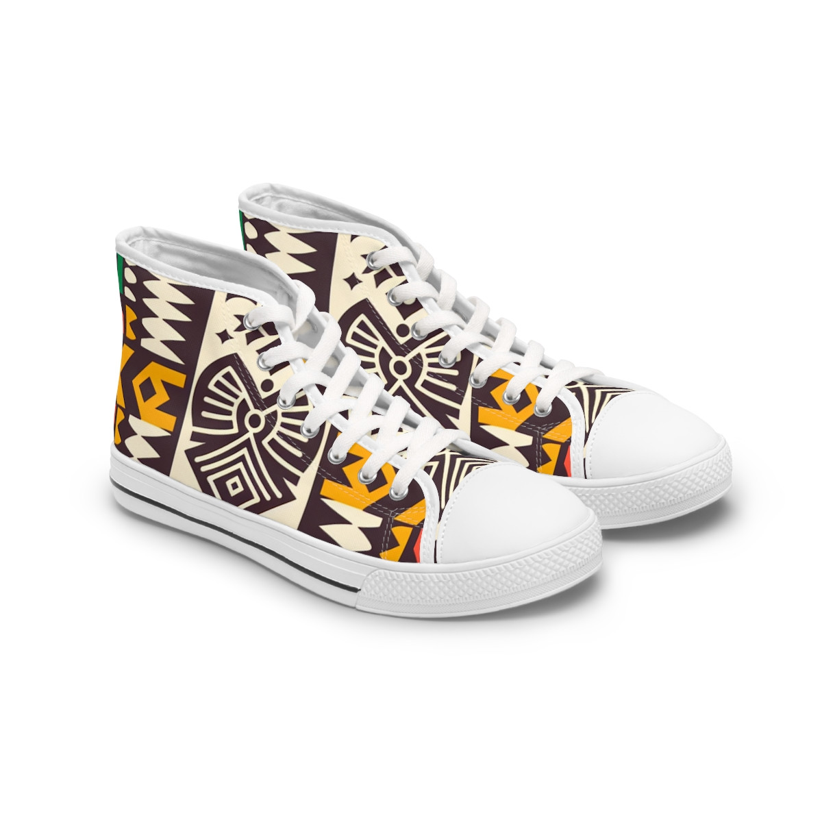 "Heritage Stride: Kente-Kicks" - Womn's High top Sneakers